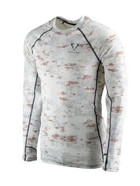 FORLOH Men's Deep Space Base Layer Crew Camo Hunting Shirt Snowfall Size L USA